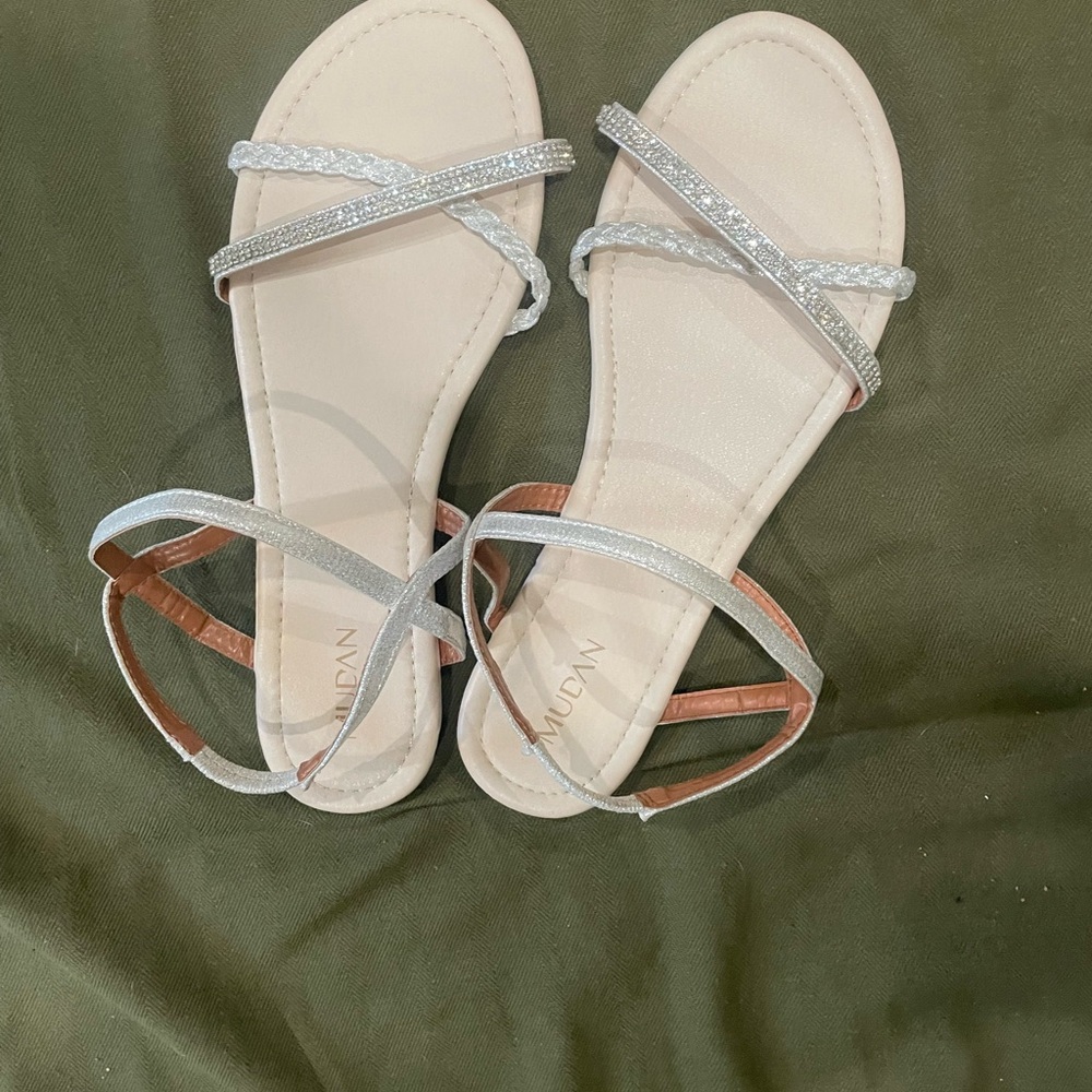 Silver and Tan Women's Sandals looks New
